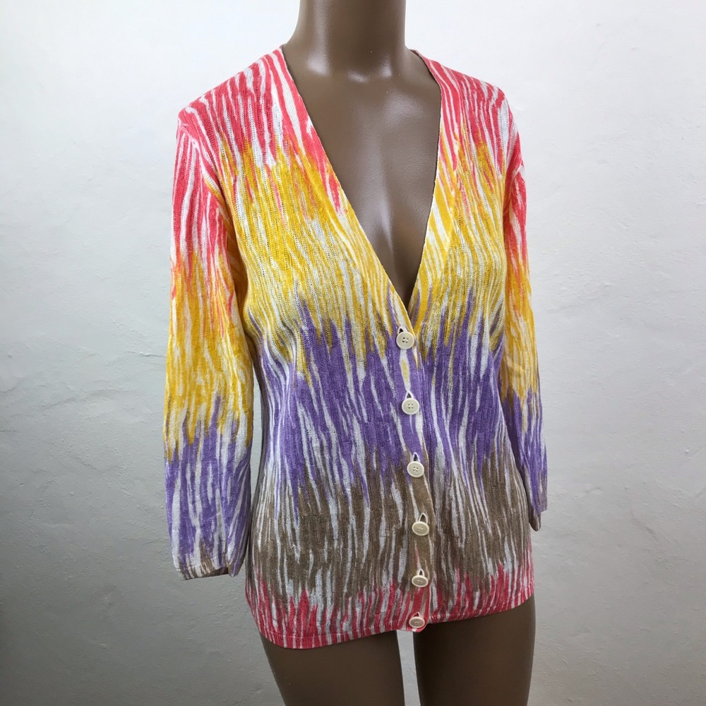 LAFAYETTE 148 NY Rainbow RAYON Cardigan SWEATER